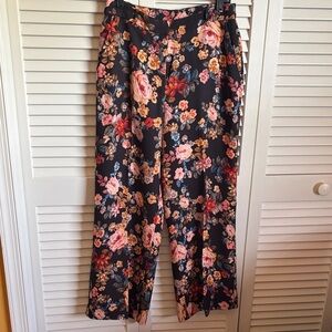 Ted Baker Black Floral Wide-Leg Trousers